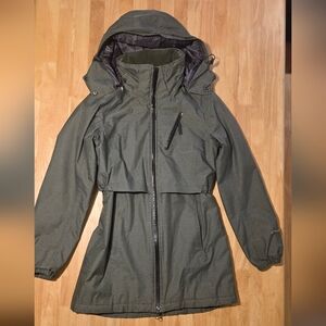 Eddie Bauer Dark Green Hooded Raincoat